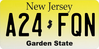 NJ license plate A24FQN