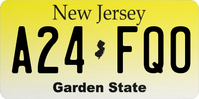 NJ license plate A24FQO