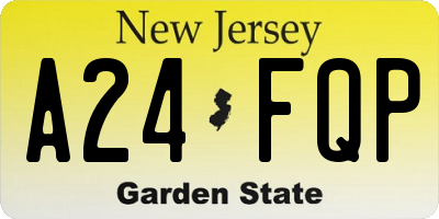 NJ license plate A24FQP