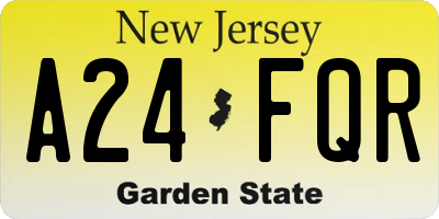 NJ license plate A24FQR