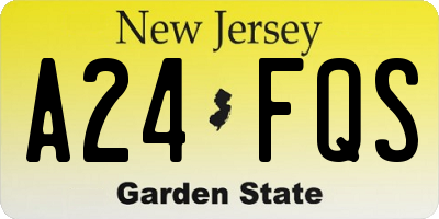 NJ license plate A24FQS