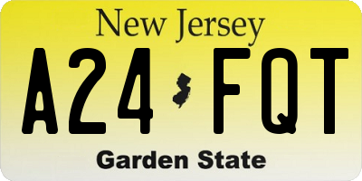 NJ license plate A24FQT