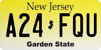 NJ license plate A24FQU
