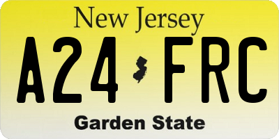 NJ license plate A24FRC