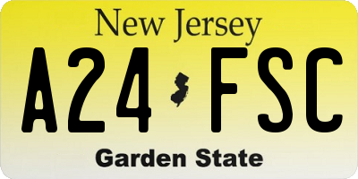 NJ license plate A24FSC