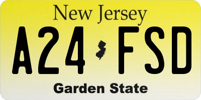 NJ license plate A24FSD