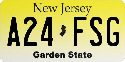 NJ license plate A24FSG