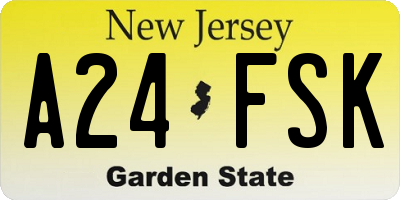 NJ license plate A24FSK