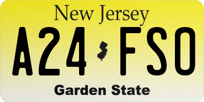 NJ license plate A24FSO