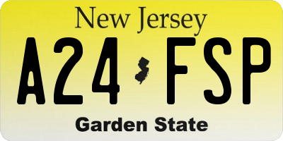 NJ license plate A24FSP