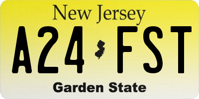 NJ license plate A24FST