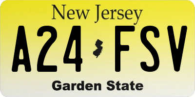NJ license plate A24FSV