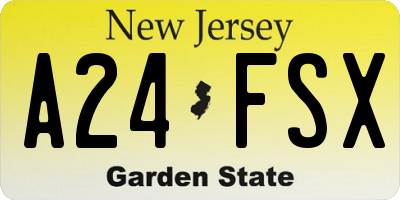 NJ license plate A24FSX