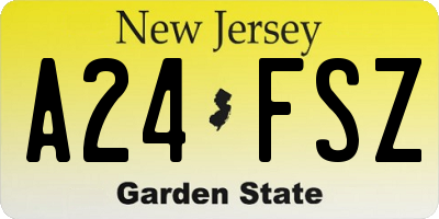 NJ license plate A24FSZ