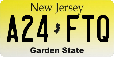 NJ license plate A24FTQ