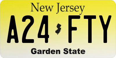 NJ license plate A24FTY