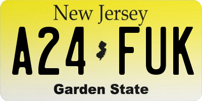 NJ license plate A24FUK