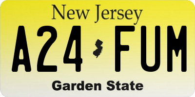 NJ license plate A24FUM