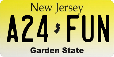 NJ license plate A24FUN