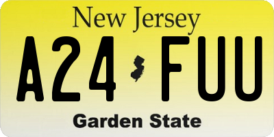 NJ license plate A24FUU