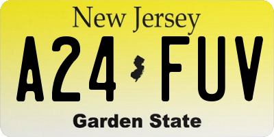 NJ license plate A24FUV