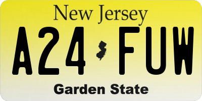 NJ license plate A24FUW