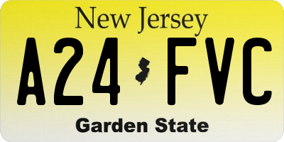 NJ license plate A24FVC