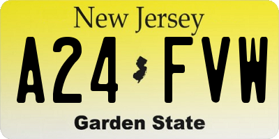NJ license plate A24FVW