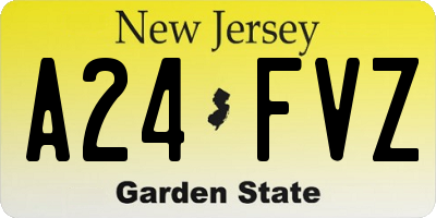 NJ license plate A24FVZ