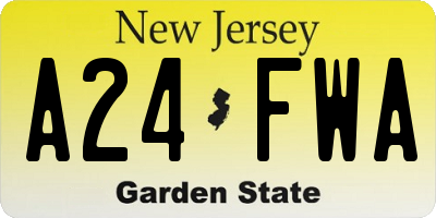 NJ license plate A24FWA