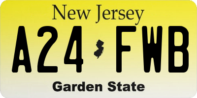 NJ license plate A24FWB