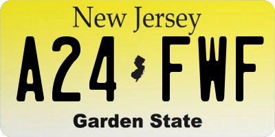 NJ license plate A24FWF