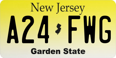 NJ license plate A24FWG