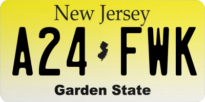 NJ license plate A24FWK