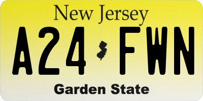 NJ license plate A24FWN