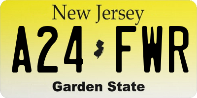 NJ license plate A24FWR