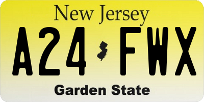 NJ license plate A24FWX