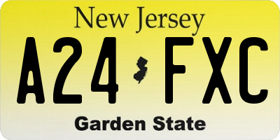 NJ license plate A24FXC