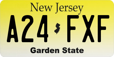 NJ license plate A24FXF
