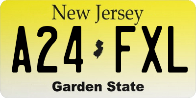 NJ license plate A24FXL