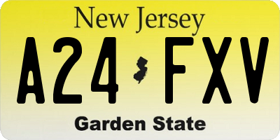 NJ license plate A24FXV