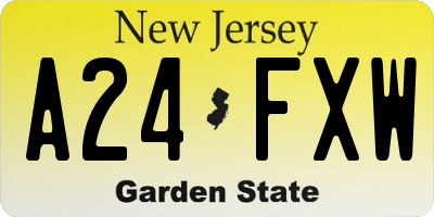NJ license plate A24FXW