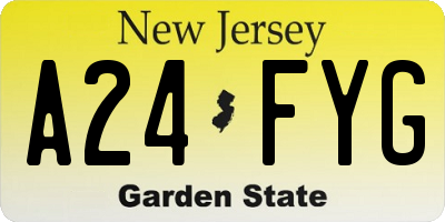 NJ license plate A24FYG