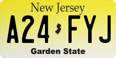 NJ license plate A24FYJ