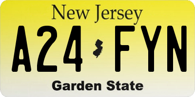 NJ license plate A24FYN