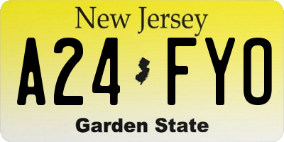 NJ license plate A24FYO