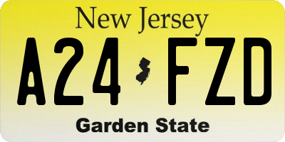 NJ license plate A24FZD