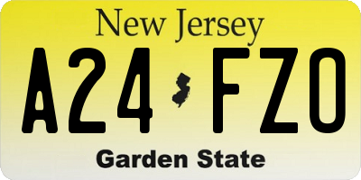 NJ license plate A24FZO