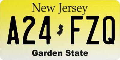 NJ license plate A24FZQ