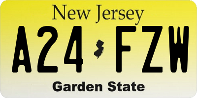 NJ license plate A24FZW
